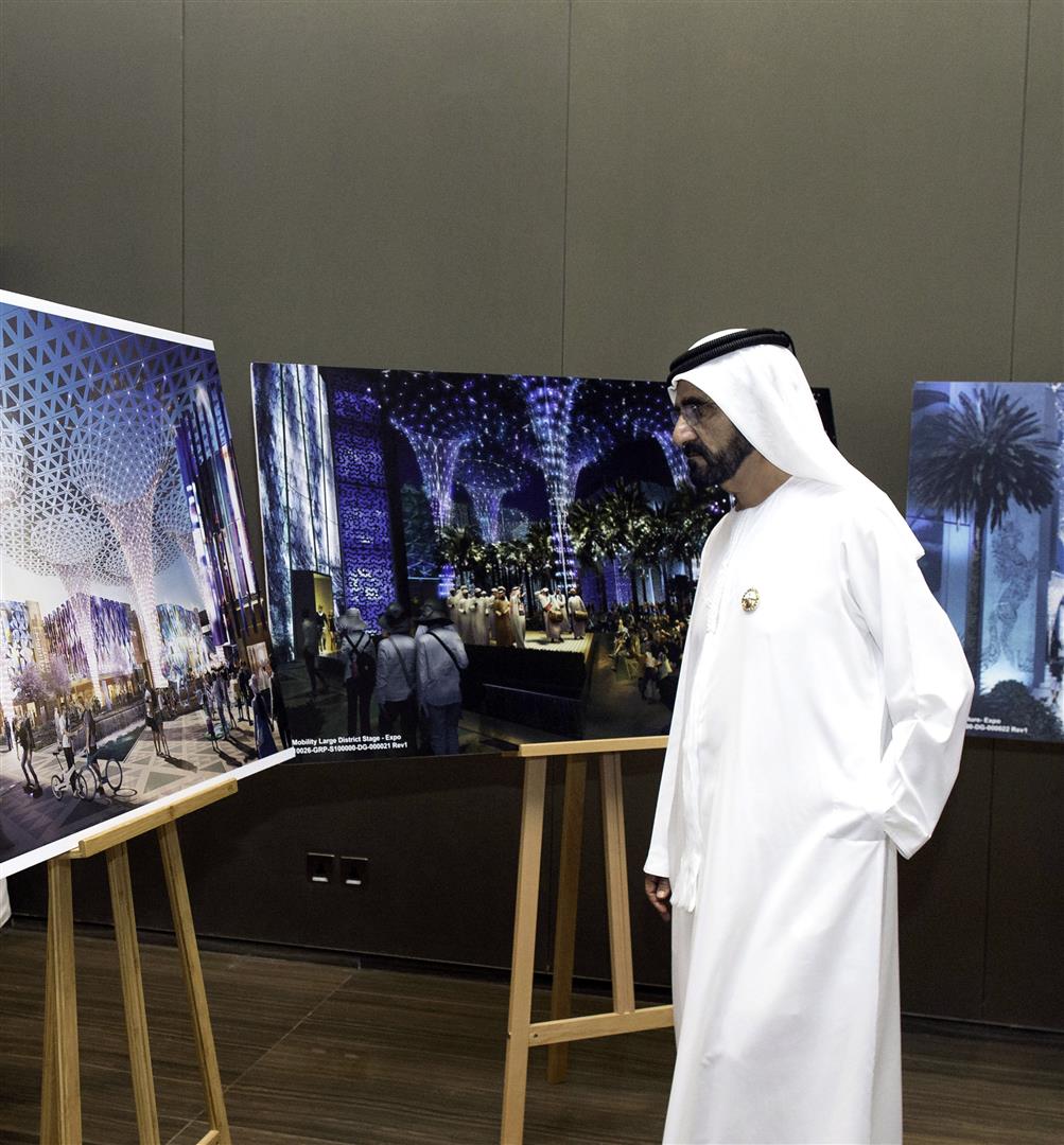 Mohammed bin Rashid briefed on implementation of Expo 2020 central hub project