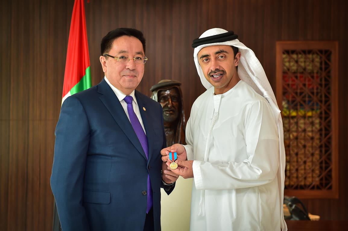 Abdullah bin Zayed, UAE&#039;s minister of Foreign Affairs awarded Kazkhstan&#039;s Jubilee Order