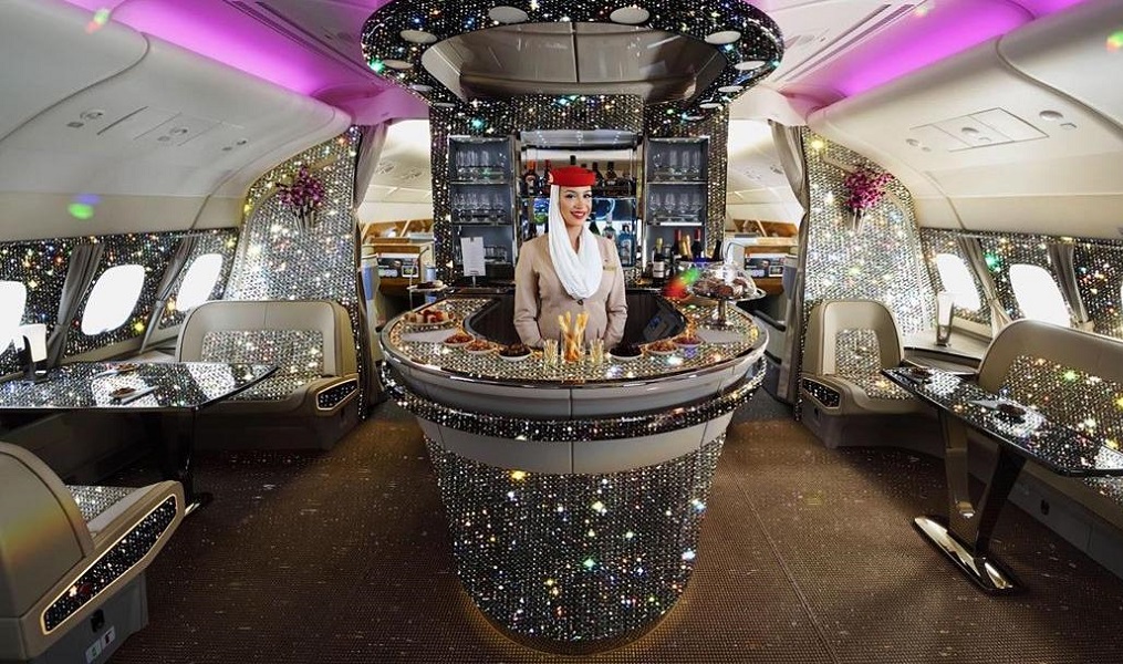 After Emirates&#039; Bling 777, here&#039;s the &#039;diamond&#039;-covered A380 onboard lounge