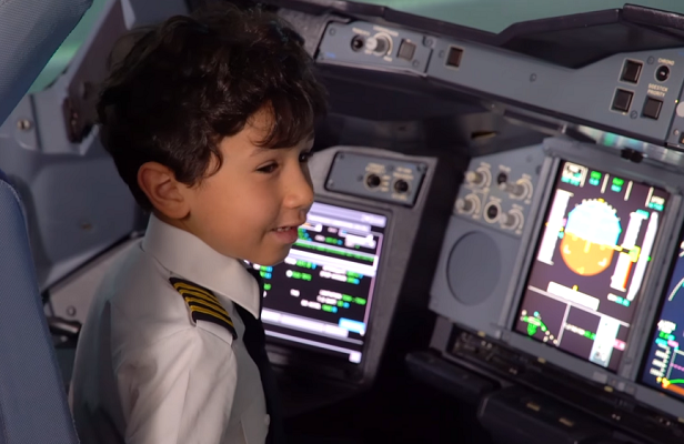 Etihad Airways lets six-year-old boy become pilot for a day (Video)