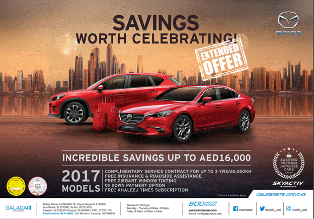 Mazda extended DSF offer with up to AED16,000 savings