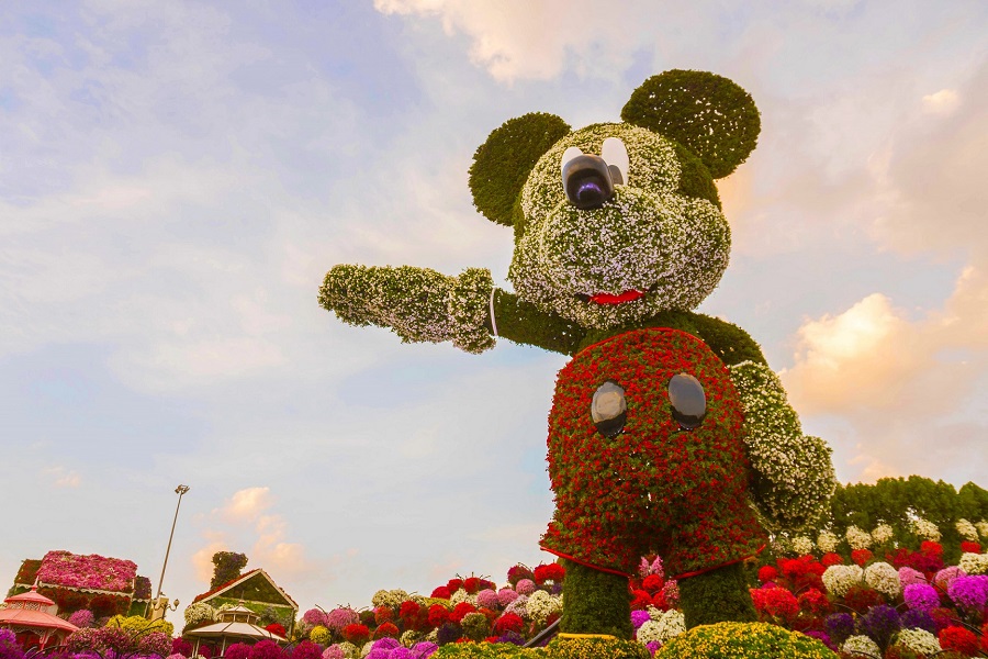 Dubai Miracle Garden creates Mickey Mouse 18-metre floral sculpture