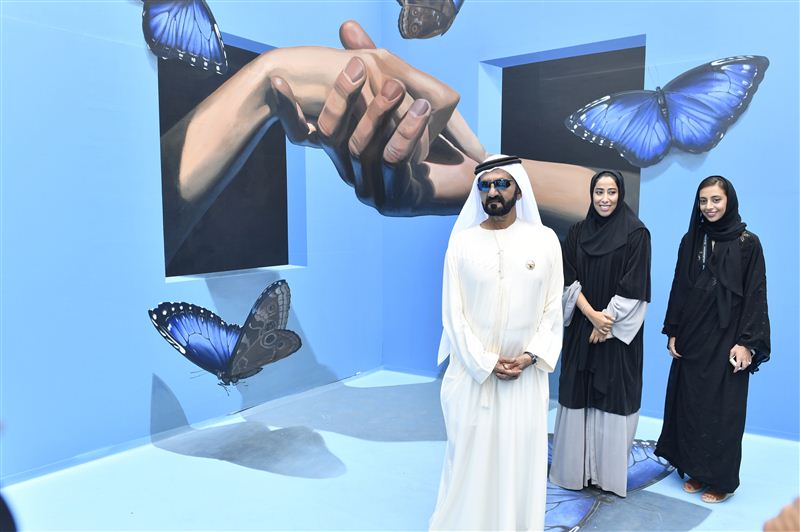 HH Sheikh Mohammed tours Dubai Canvas 3D Art Festival 2017 in City Walk