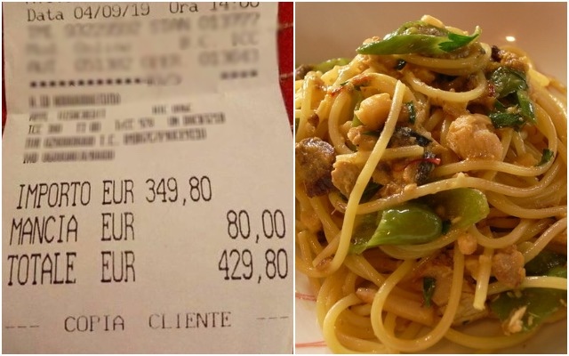 Stunned Japanese tourists are charged £380 for two plates of spaghetti and fish in Rome