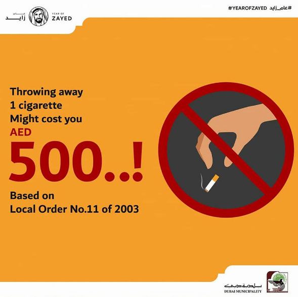 Dh500 ($126) fine for throwing cigarettes in Dubai