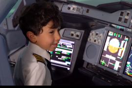 Etihad Airways lets six-year-old boy become pilot for a day (Video)