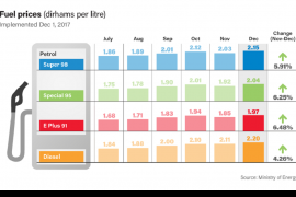 UAE petrol prices to increase for December