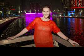 During her cruise down Dubai Canal, tennis ace Agnieszka Radwanska marvels at waterfall