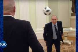 Putin playing football in the Kremlin (Video)
