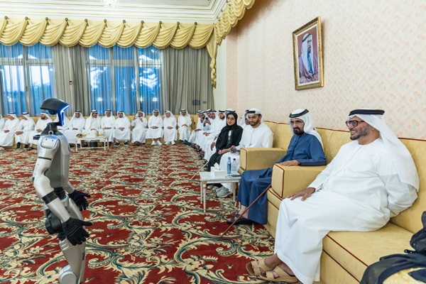 Dubai Ruler greets viral humanoid robot during live demonstration